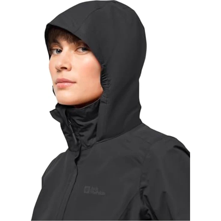 Jack Wolfskin Stormy Point 2L Jkt W, robuste wasserdichte Damenjacke mit verstaubarer Kapuze, Schwarz, XL – Bild 2