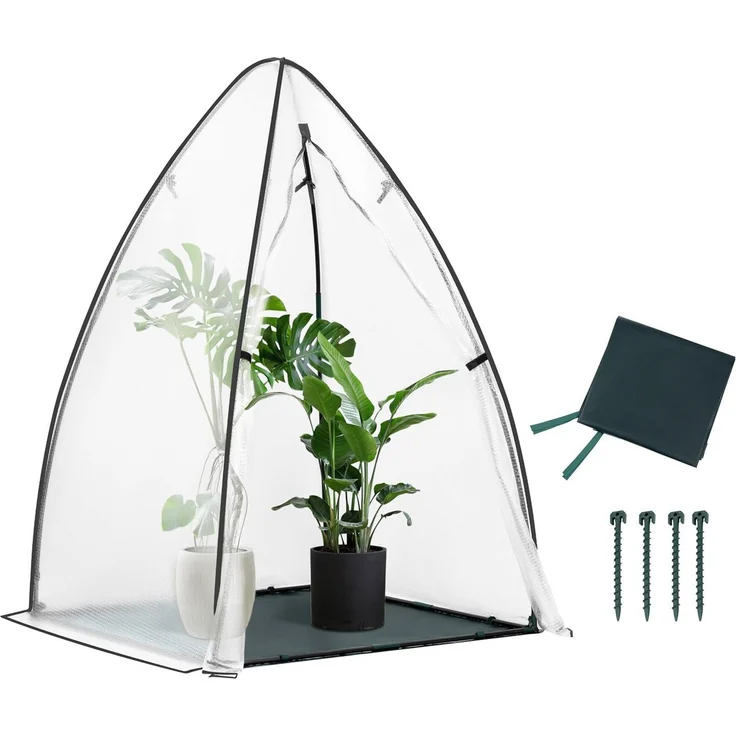 Woltu Gewächshaus 120x180 cm, halbtransparentes Tomatengewächshaus aus Luftpolsterfolie mit stabiler Stahlrohrkonstruktion, dunkelgrün und schwarz