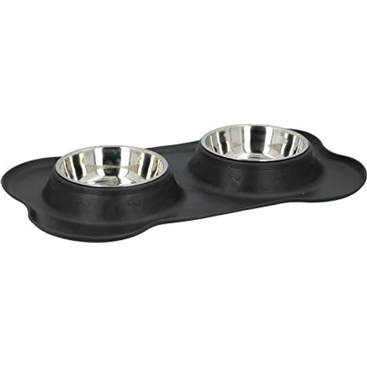 maxxpro Futternäpfe für Haustiere mit Plateau Large - 46 x 27 x 4 cm - Hund - Edelstahl