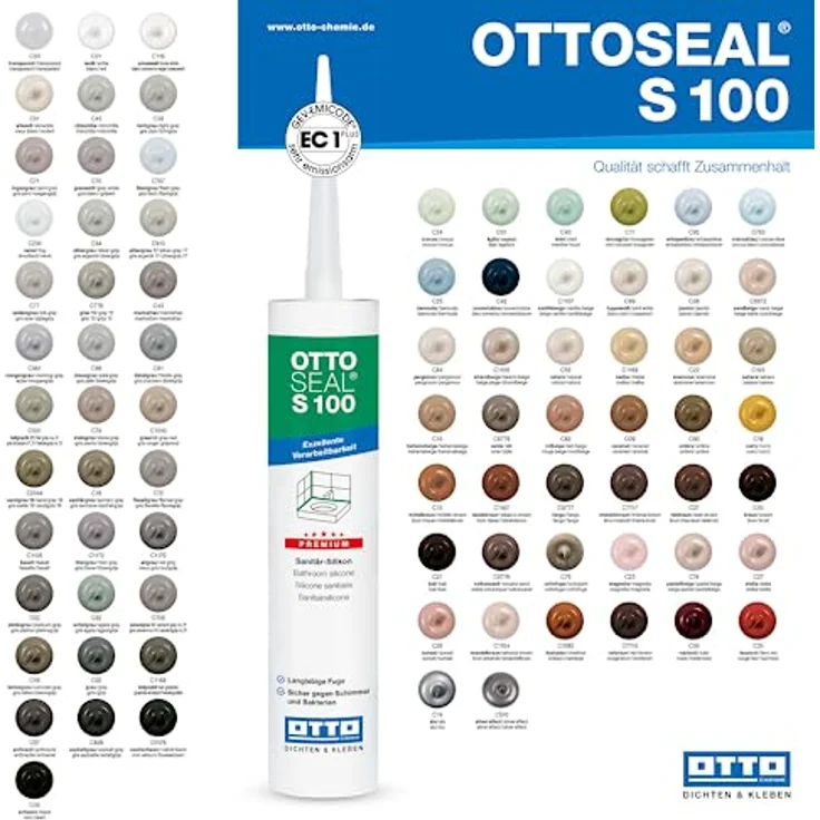 OTTOSEAL  S100 Premium-Sanitär-Silicon 300 ml - Farbauswahl Transparent C00 – Bild 2