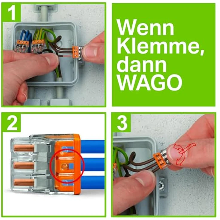 WAGO 2273-205 Dosenklemme flexibel, starr 0.5-2.5mm², Polzahl 5, 20 Stück, transparent, gelb – Bild 3