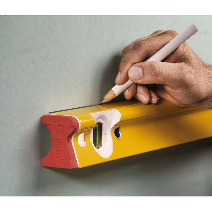 STABILA Wasserwaage Type R 300, 122 cm, verwindungssteifes Alu-R-Profil, 1 Horizontal-Libelle, 2 Vertikal-Libellen, stoßdämpfende Endkappen, integrierte Rutsch-Stopper, Made in Germany – Bild 10