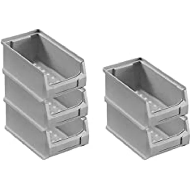 PROREGAL SparSet 5x Graue Sichtlagerbox 2.0 | HxBxT 7,5x10x17,5cm | 0,8 Liter | Robustes Polypropylen, Stapelbar, Temperaturbeständig, 100% Recyclebar