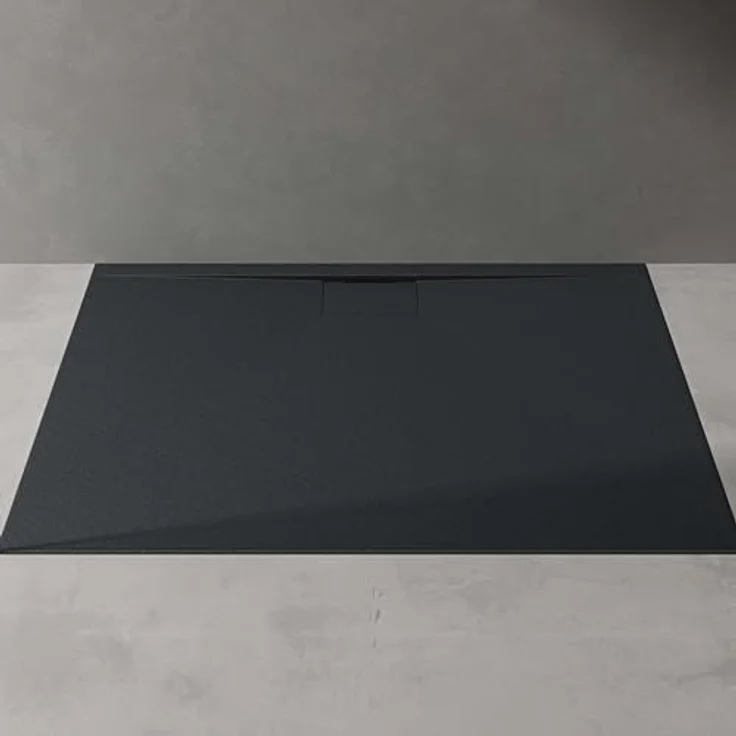 doporro Duschwanne Duschtasse flach Mineralguss DIN-Anschlüsse Boden Geoma07, Quadratisch, weiß – Bild 4