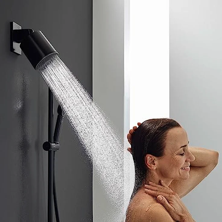 hansgrohe PULSIFY 105 1jet, Kopfbrause in mattschwarz mit PowderRain Strahlart und Kugelgelenk – Bild 2