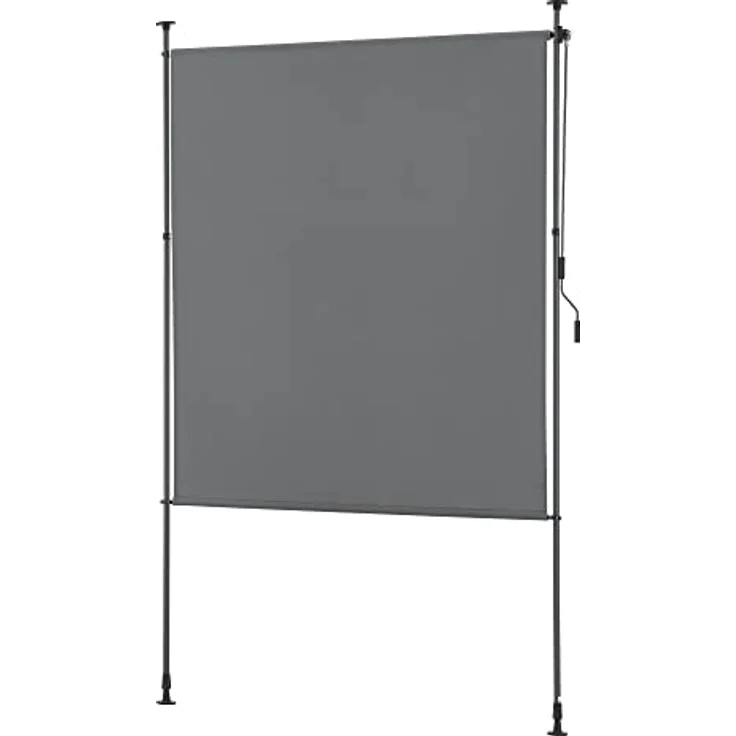 pro.tec Außenrollo Cimarra 200 x 270 cm Dunkelgrau - Balkonrollo Senkrechtmarkise mit Handkurbel und witterungsbeständigem Stahlgestell – Bild 4