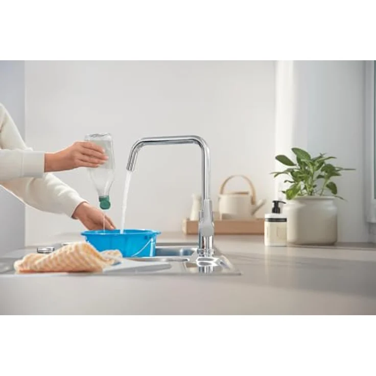 Grohe Start Einhand-Spültischbatterie für Vorfenstermontage, Chrom, mit Temperaturbegrenzer und schwenkbarem Auslauf – Bild 3
