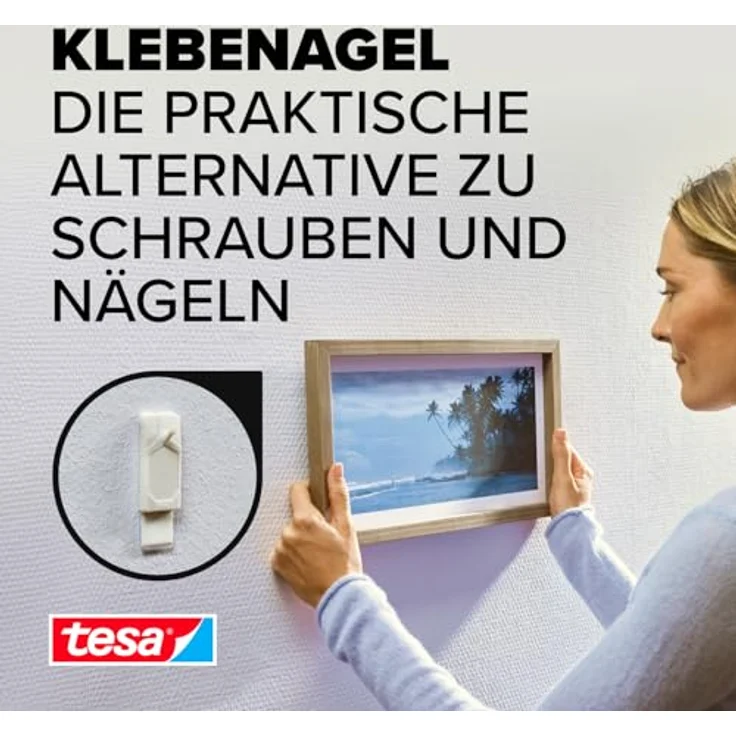 tesa Klebenagel für Tapeten und Putz, 0,5 kg Halteleistung, 2 Stück – Bild 2