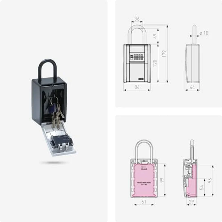 ABUS 797 KeyGarage BIG, Schlüsselbox mit Bügel für bis zu 38 Schlüssel, Silber – Bild 5