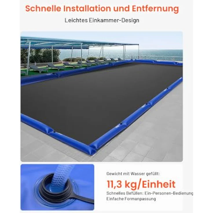 VEVOR Pool Beschwerungssack, 6er Set mit 121 cm langen, 0,4 mm dicken PVC-Säcken mit auslaufsicherem Schraubverschluss, blaue Wassersäcke zur sicheren Befestigung von Poolabdeckungen im Winter – Bild 6