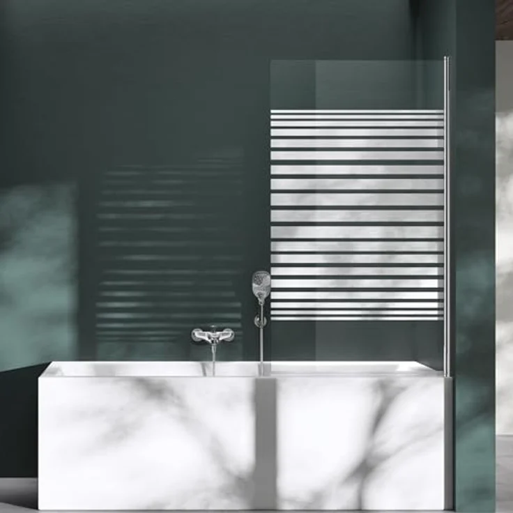 Mai&Mai Duschwand für Badewanne Sicherheitsglas mit NANO-Versiegelung 80x140cm Teilsatiniert Cortona201MS – Bild 3