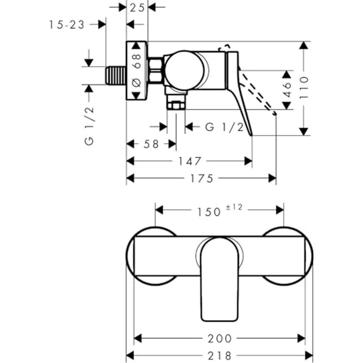 hansgrohe Vivenis Original, Duscharmatur Aufputz für 1 Verbraucher, Mischbatterie Dusche, Einhebelmischer, Mattweiß, mit Keramikmischsystem und Schalldämpfer – Bild 4