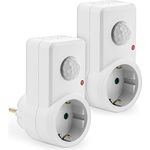 deleyCON 2X Infrarot Bewegungsmelder für Steckdosen im Innenbereich 120° Arbeitsfeld 9m Reichweite Weiß