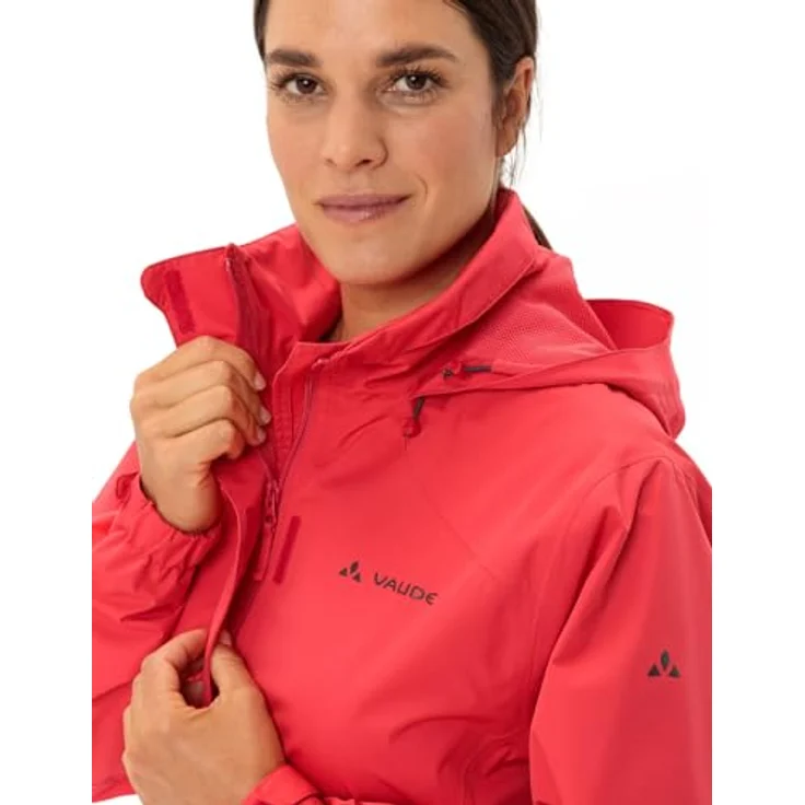 Vaude Escape Bike Light Jacket, wasserdichte Damen Velojacke mit Kapuze, atmungsaktiv, rot, Größe 38 – Bild 6