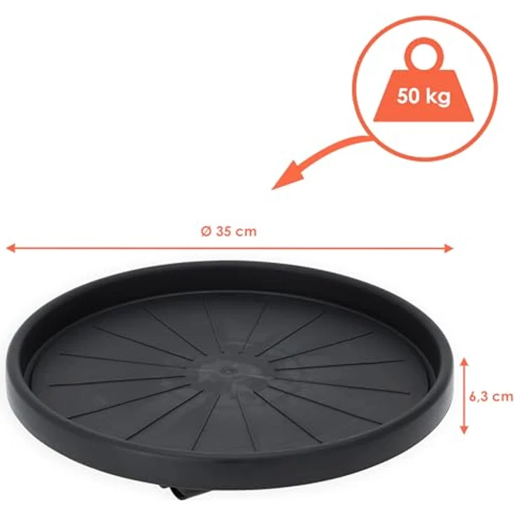 Spetebo Kunststoff Pflanzentrolley anthrazit, 35 cm für runde Töpfe, wetterfest und mobil mit 4 Rollen, belastbar bis 50 kg – Bild 2