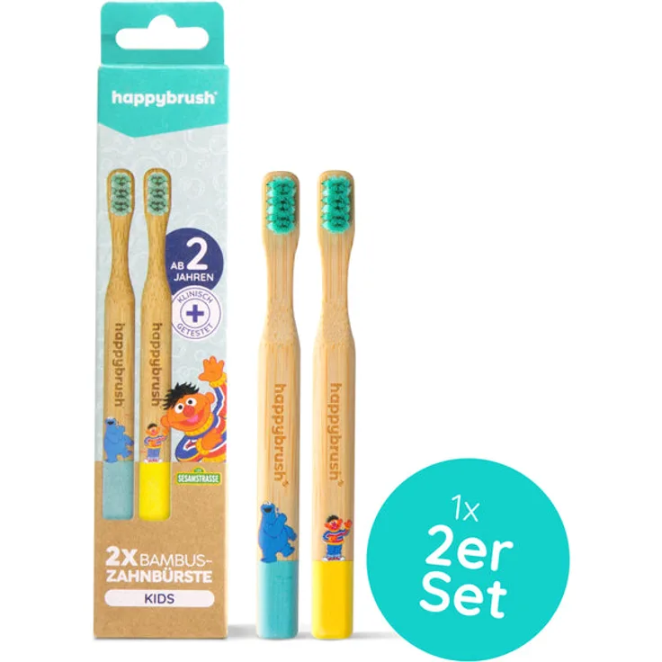 happybrush Bambus-Zahnbürste Sesamstrasse Set