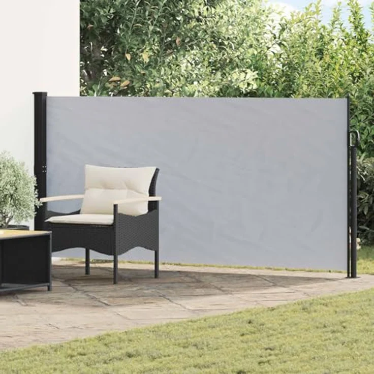 vidaXL Seitenmarkise, einziehbar, grau, 600 x 120 cm, wasserdicht, UV-Schutz, ideal für Garten und Balkon – Bild 2