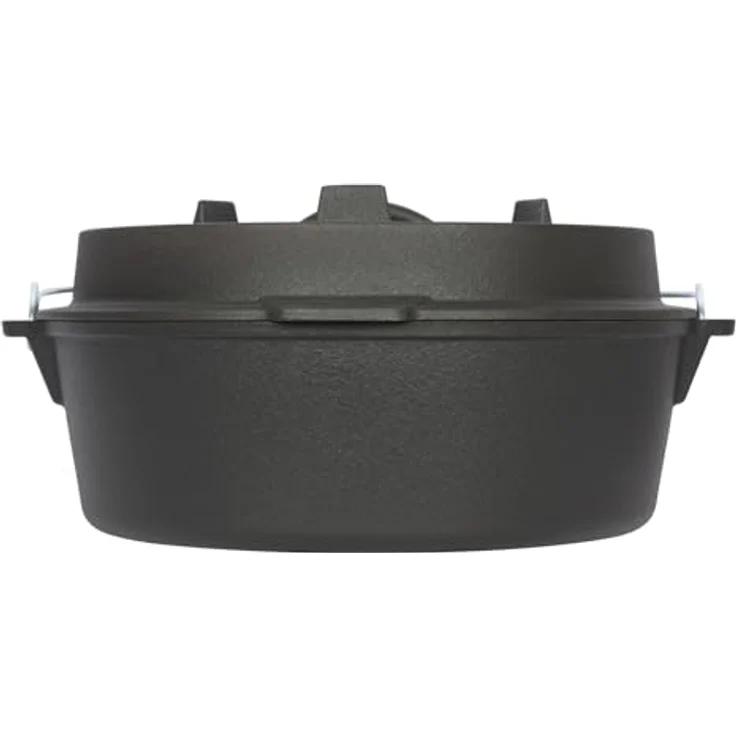 Dutch Oven 7,3 Liter von El Fuego®, 100% Gusseisen, inkl. Schürhaken und Tragebügel, Camping & Outdoor – Bild 5