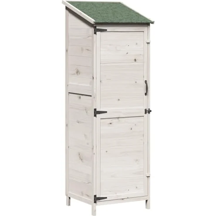 vidaXL Gartenhaus, weiß, 59,5 x 56 x 176,5 cm, aus Holz, wasserdichte Aufbewahrung mit großer Stauraum für Werkzeuge – Bild 1