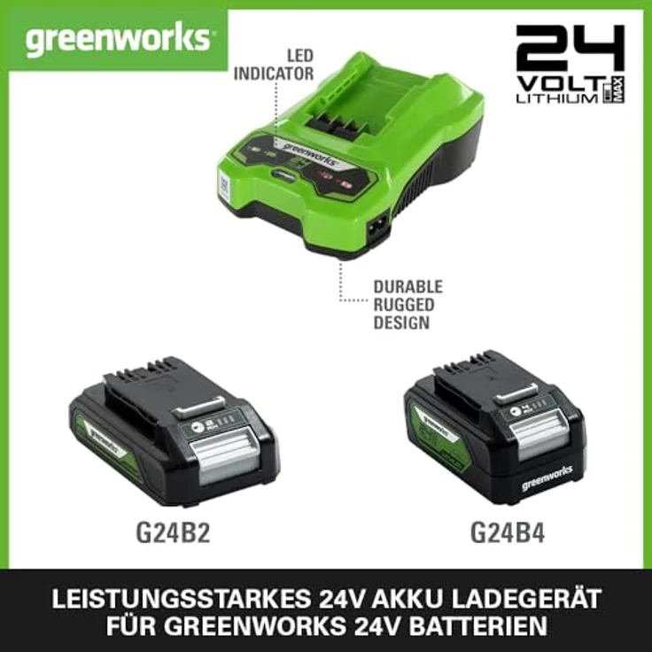 Greenworks Tools Akku-Ladegerät G24C Li-Ion 24 V 48W Output passend für alle Akkus der 24 V Greenwor – Bild 3