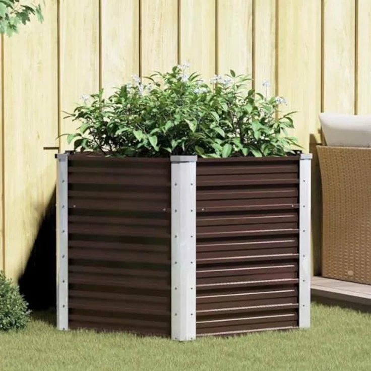 vidaXL Garten-Hochbeet Braun 129 x 129 x 77 cm Verzinkter Stahl – Bild 3