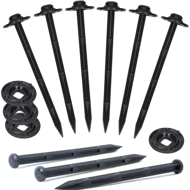 GARDENIX® 50 Stück RandPEG & PAD Erdanker Bodenanker Erdnägel für Gartenvlies Unkrautvlies Plane Rasenkante Beetumrandung