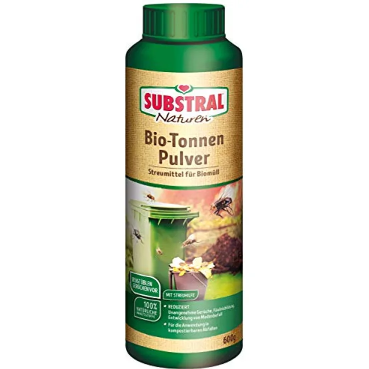 Substral Naturen Biotonnenpulver, 600g Streudose gegen Madenbefall und Geruchsbelästigung, Grün