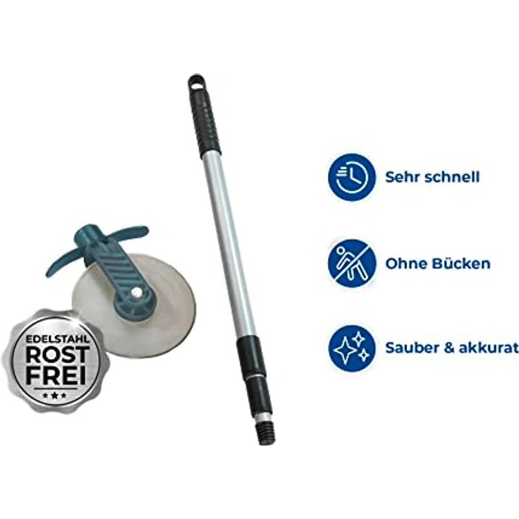 Maximex Rasenkanten-Roller Cut - für rücken- und knieschonendes Arbeiten, Edelstahl rostfrei, 5.5 x 72-139 x 15 cm – Bild 2