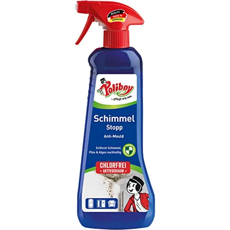 Poliboy Schimmel Stopp - entfernt gründlich Schimmel, Algen und Moos - Einzeln - 500ml - Made in Germany