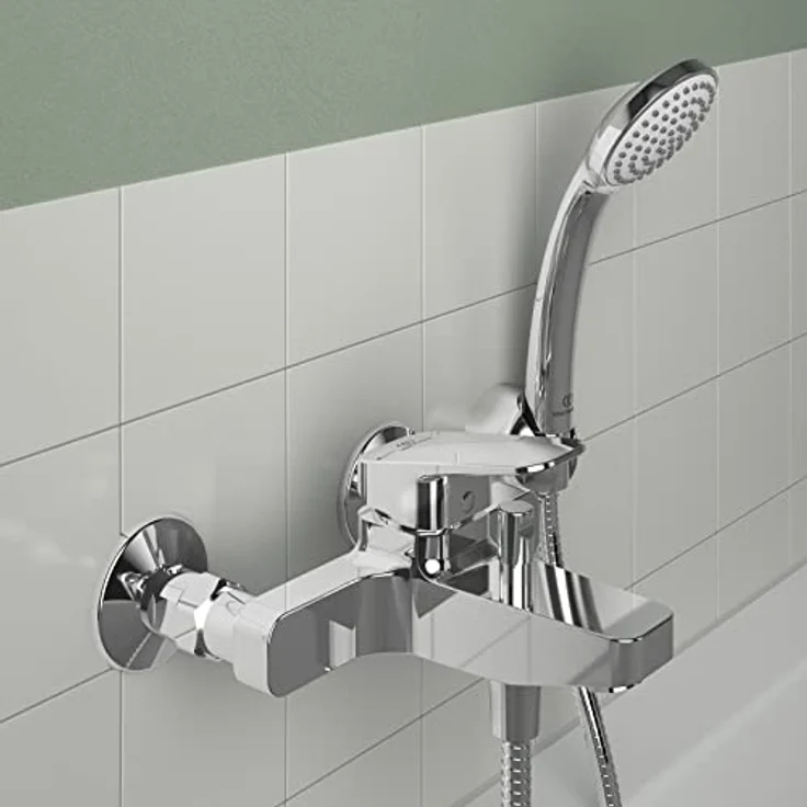Ideal Standard Ceraplan, Badearmatur Aufputz in Chrom, Einhebelmischventil mit keramischer Kartusche und Easyfix-Befestigung, Schweizer Ausführung – Bild 7