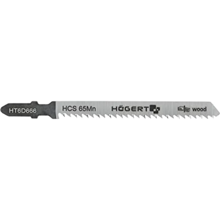 Högert Technik - 5 x Stichsägeblatt für saubere Holzschnitte - 10 TPI - Gesamtlänge: 100 mm - Aus HCS 65Mn Stahl - Schneiden von Streight-Linien