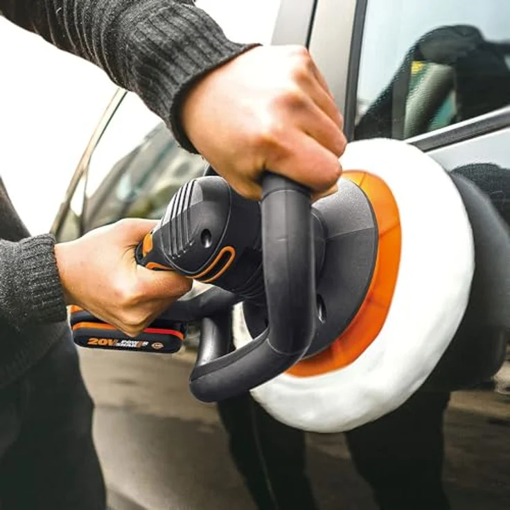 WORX Akku-Poliermaschine WX856.9, 20V Elektropolierer mit Auftrags- & Polierhaube, PowerShare kompatibel, ohne Akku & Ladegerät – Bild 5