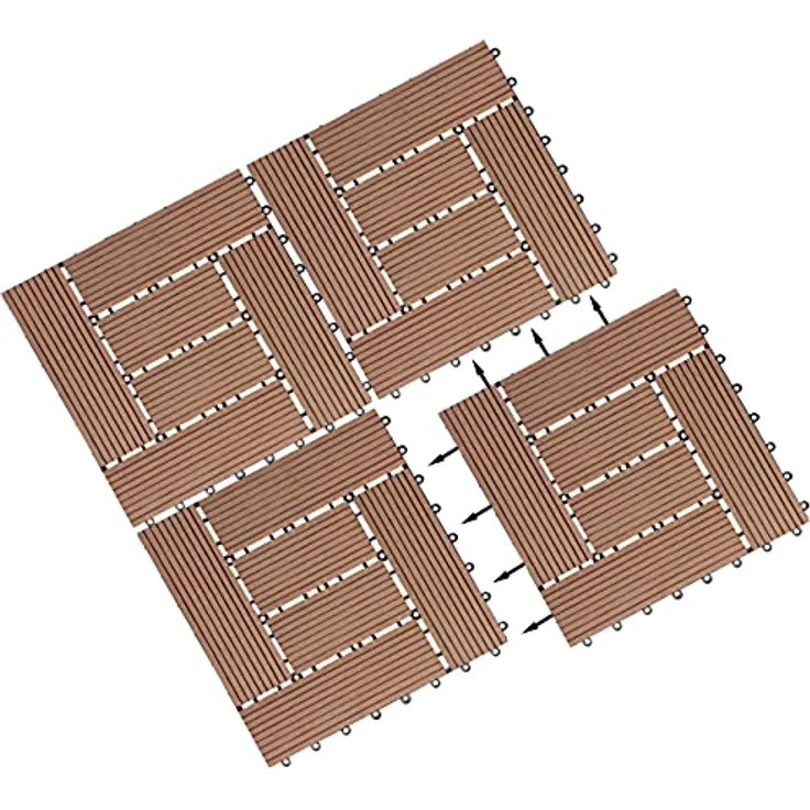 WPC Fliesen 1m²-4m² Terrassenfliesen Set Holzfliesen 30x30cm Balkon Pool Garten 11x Mosaik terrakotta 4250525376654 – Bild 5
