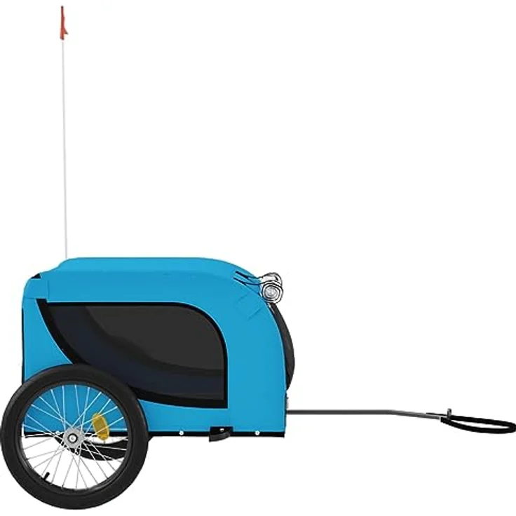 vidaXL Hunde-Transportbox Fahrradanhänger Hunde Blau und Schwarz Oxford-Gewebe und Eisen, Maximale Tragfähigkeit 45 kg – Bild 5