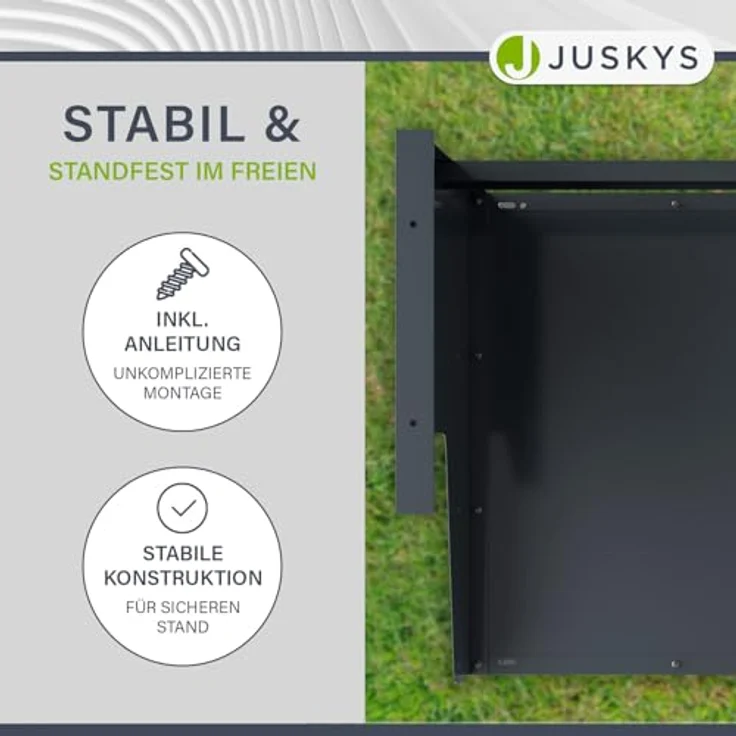 Juskys Mähroboter-Garage, BxTxH: 60x70x37 cm, mit Pflanzkasten, Schutz vor Witterung, verzinkter Stahl, Anthrazit – Bild 5