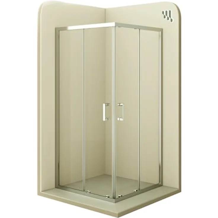 i-flair Schiebetür Duschkabine DK77, 95x95x180 cm aus durchsichtigem 6 mm ESG mit silbernen Profilen und Easy-Clean System
