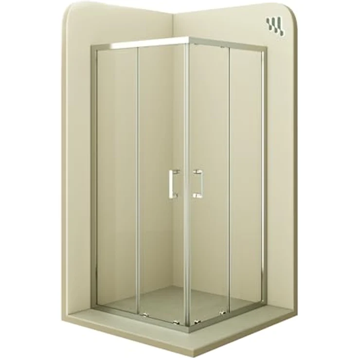 i-flair Schiebetür Duschkabine DK77, 95x95x180 cm aus durchsichtigem 6 mm ESG mit silbernen Profilen und Easy-Clean System – Bild 1