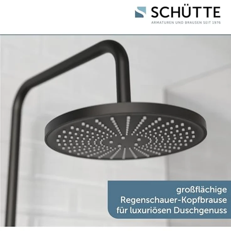 Schütte Duschsystem 'Adria', Thermostat schwarz, Handbrause mit 3 Strahlarten und knickfestem Brauseschlauch – Bild 2