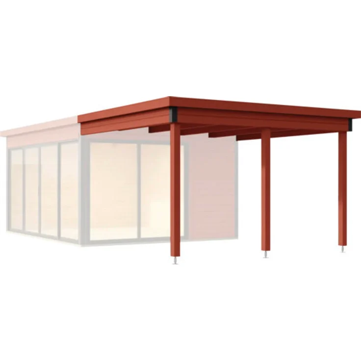 Outdoor Life Dachverlängerung Domeo 3 und 4 300 x 329,2 cm schwedenrot - Ideal als Grillplatz, links oder rechts montierbar
