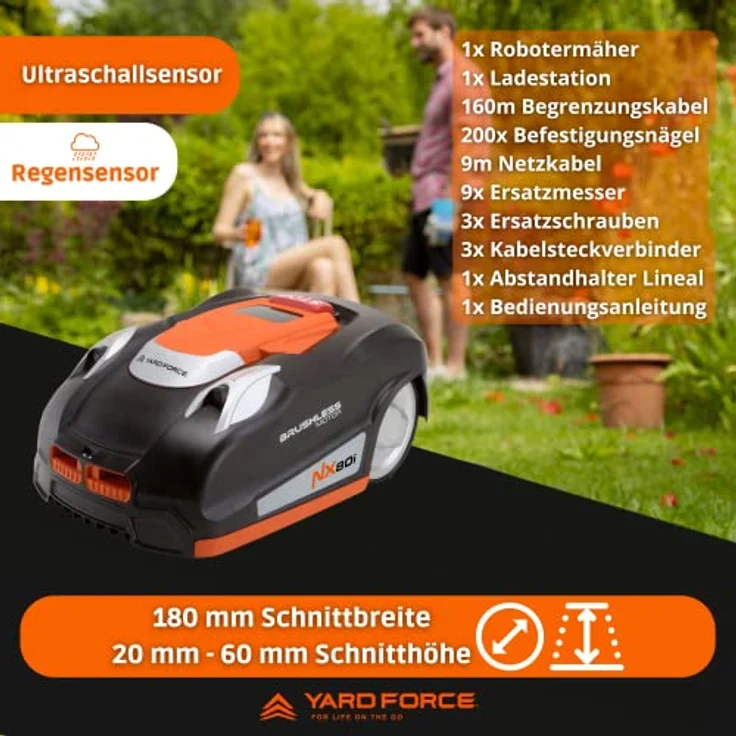 YARD FORCE Mähroboter NX80i bis zu 800 qm - Selbstfahrender Rasenmäher Roboter mit WLAN-Verbindung – Bild 3