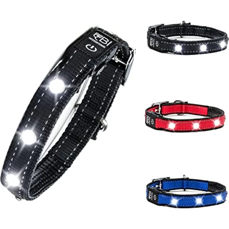 Leuchthalsband für Hunde [Das Original] Leuchtendes LED Hundehalsband zum spazieren gehen auch im Dunkeln- sehr Lange Akkulaufzeit – Sicher Dank starker Leuchtkraft – Hundehalsband Leuchtend – Bild 1