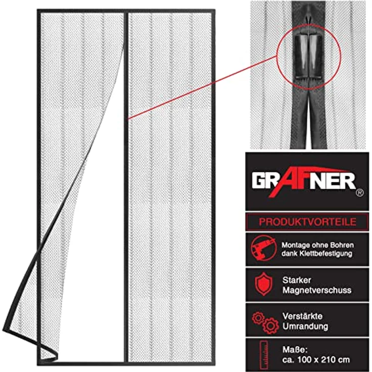 Grafner Insektenschutzgitter magnetischer Fliegen Türvorhang für Balkon- oder Terrassentüren – Bild 2