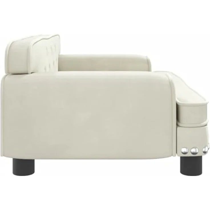 vidaXL Hundebett, Hundekissen mit weicher Polsterung, Hundesofa Hundecouch für kleine Hunde Haustiere, Haustierbett Katzenbett, Creme Samt – Bild 4