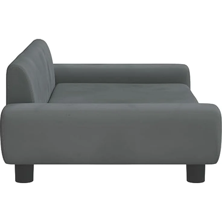 vidaXL Hundebett, Hundekissen mit weicher Polsterung, Hundesofa Hundecouch für kleine Hunde Haustiere, Haustierbett Katzenbett, Dunkelgrau Samt – Bild 4
