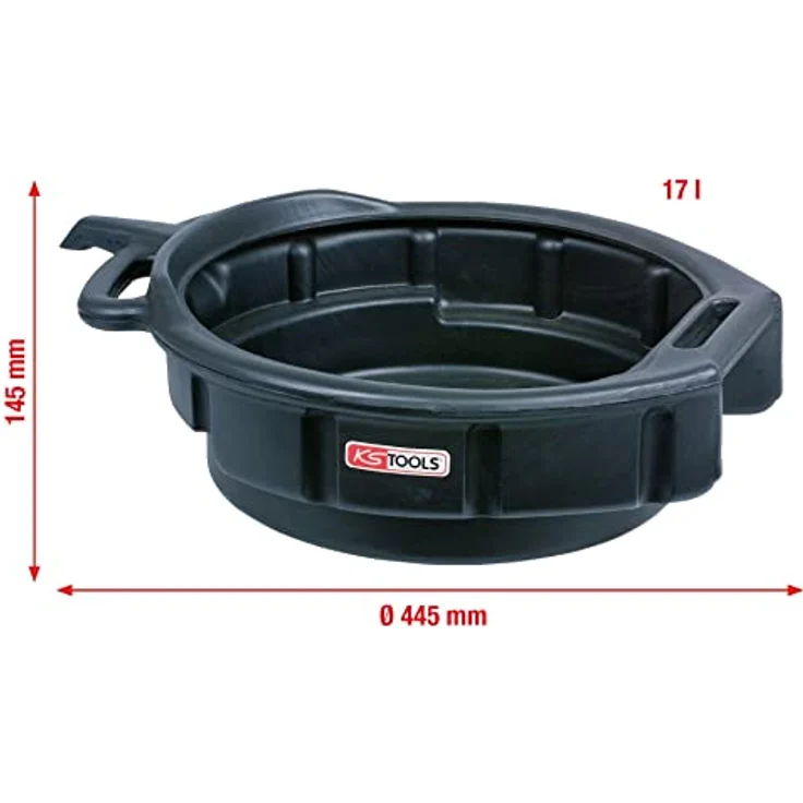 KS Tools 150.9360 Ölauffangwanne, 17 Liter mit Ausgusshahn und drei Tragegriffen, Ø 445 mm, Einheitsgröße – Bild 3