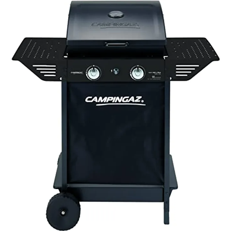 Campingaz Xpert 100 L Plus Rocky, Gasgrill mit zwei Kochzonen, robuster Stahl-Grillrost und integriertem Deckel, schwarz