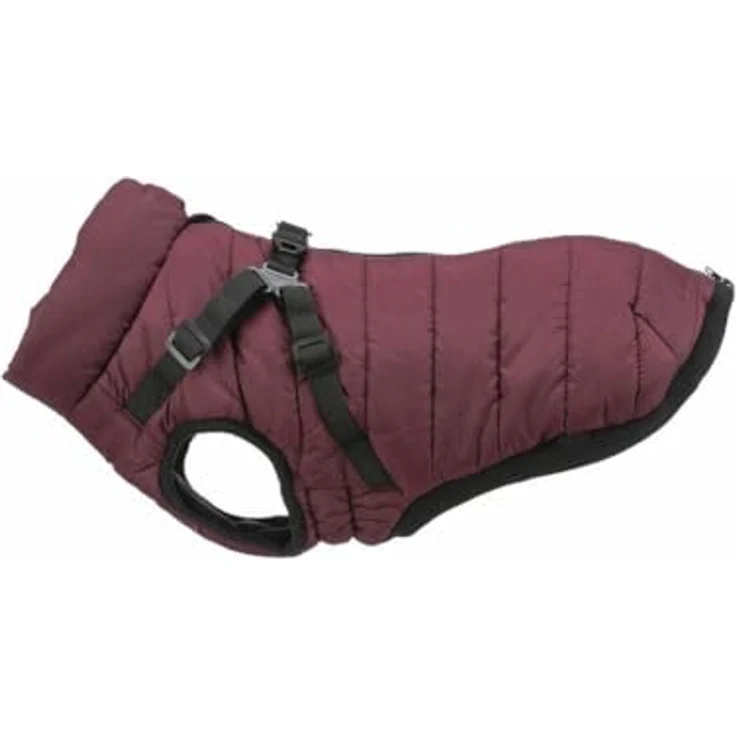 TRIXIE Mantel Pirou mit Geschirr für Hund, Sangria-Farbe, praktisches Hundezubehör – Bild 1