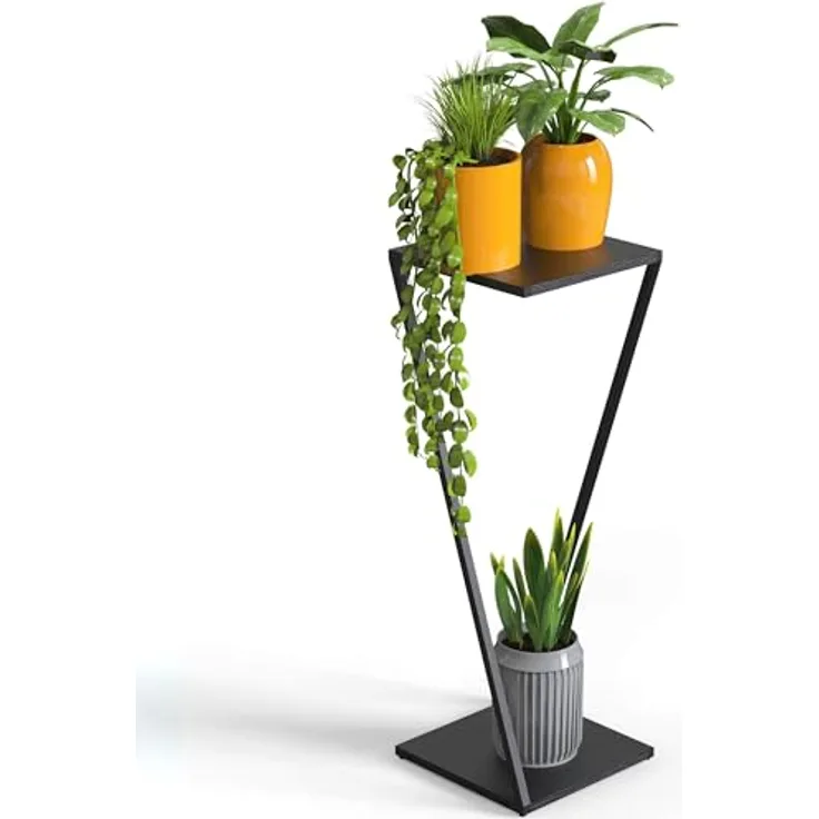 DanDiBo Blumenständer 96641, Metall Schwarz, 80 cm, höhenverstellbare Gummifüße, platzsparendes Design