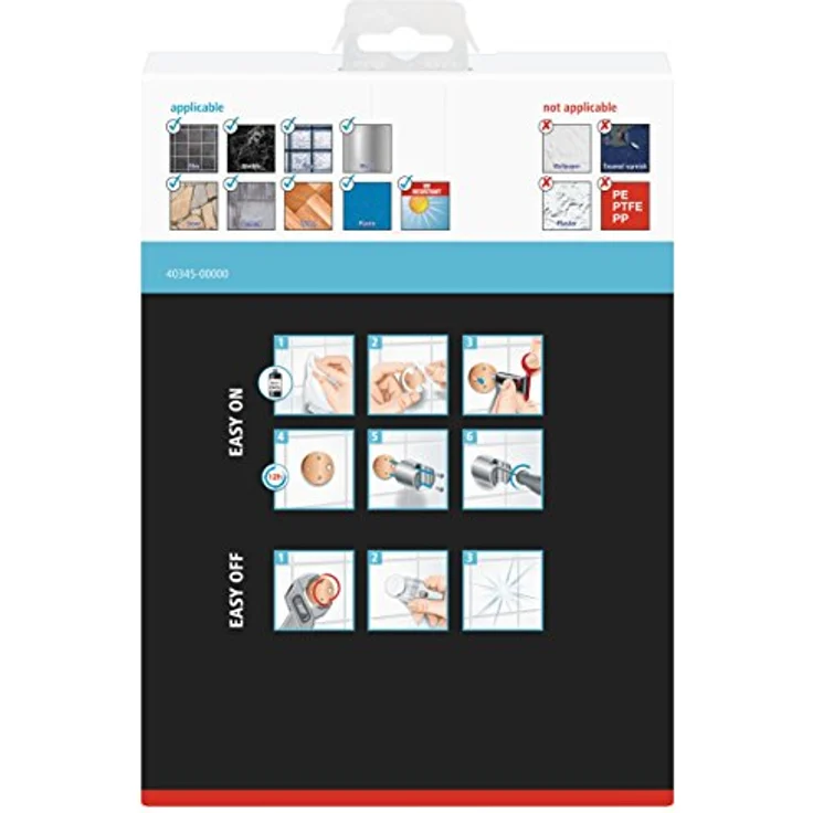 tesa SPAA Duschwischer, verchromt, rostfrei, inkl. Halterung und Klebelösung, weiche Gummilippe, 175mm x 239mm x 55mm – Bild 3