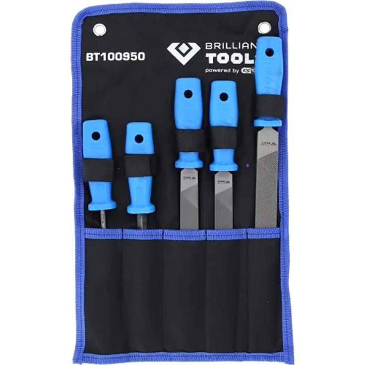BRILLIANT TOOLS BT100950 Feilen-Satz, 5-tlg. mit Kunststoffheften und Rolltasche, Powered by KS TOOLS – Bild 1